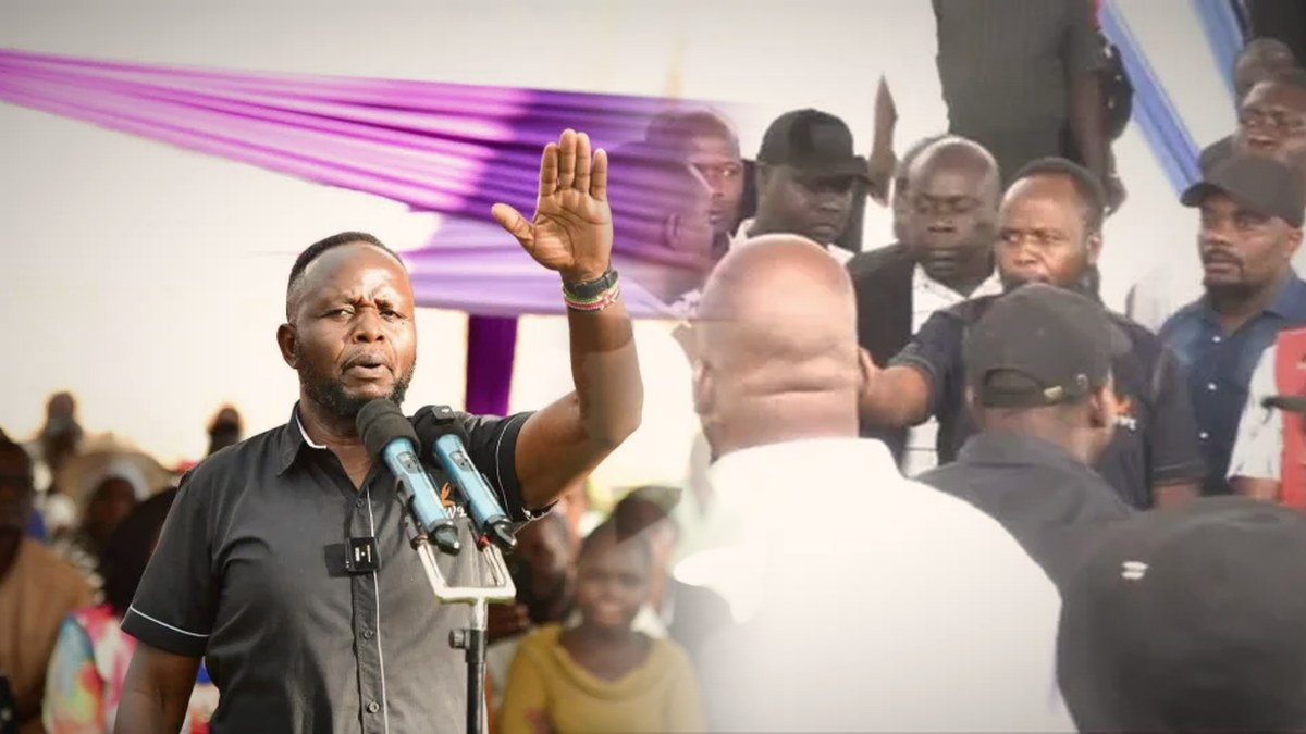 Police step in as Natembeya and Kiminini MP Bisau clash over microphone at Burudi Nabwera's burial